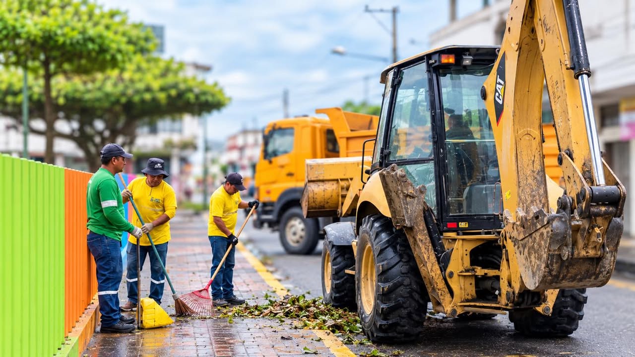 Alcaldía de Naranjal inicia limpieza del Parque del Niño antes de su remodelación