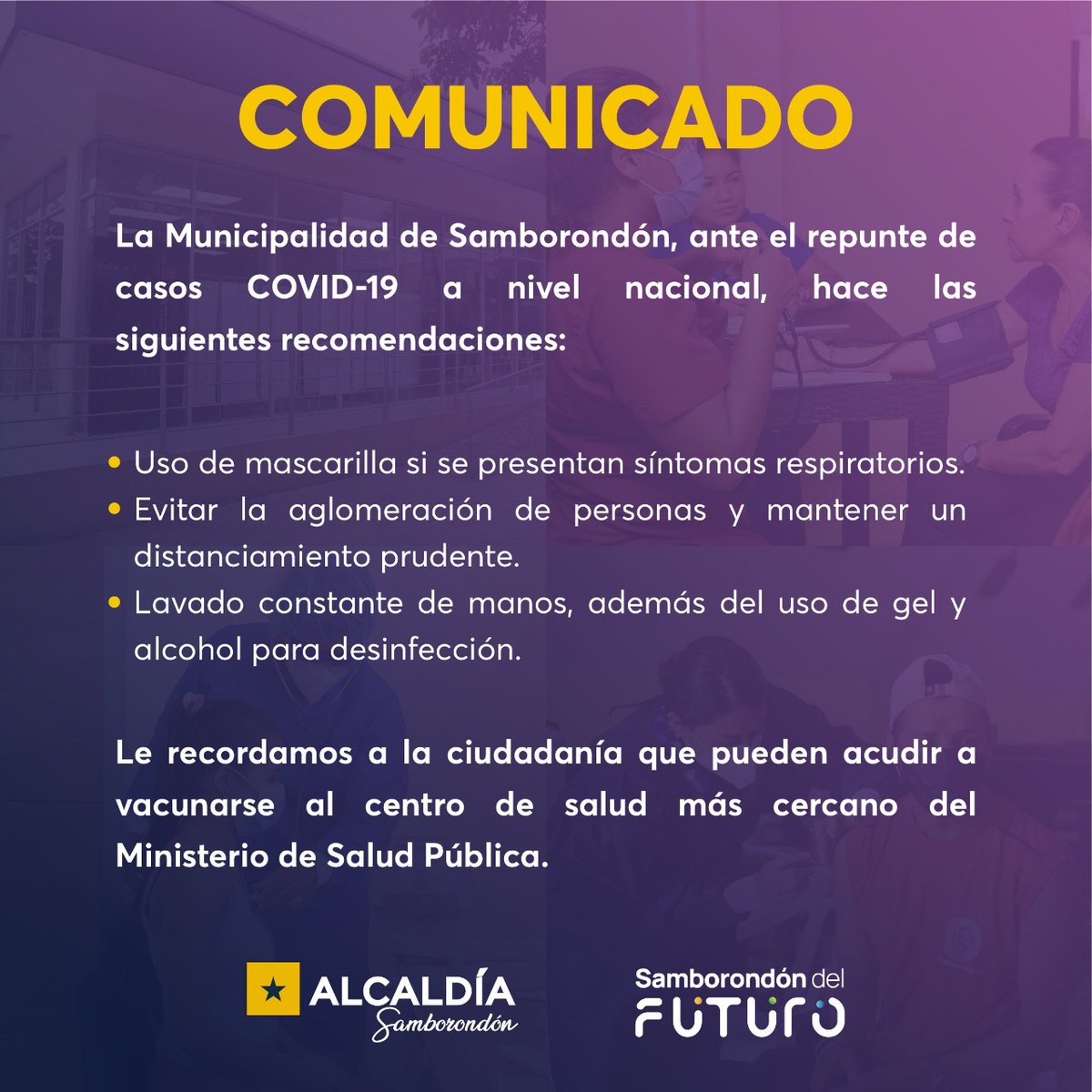 Alcaldía de Samborondón alerta sobre el repunte de COVID-19
