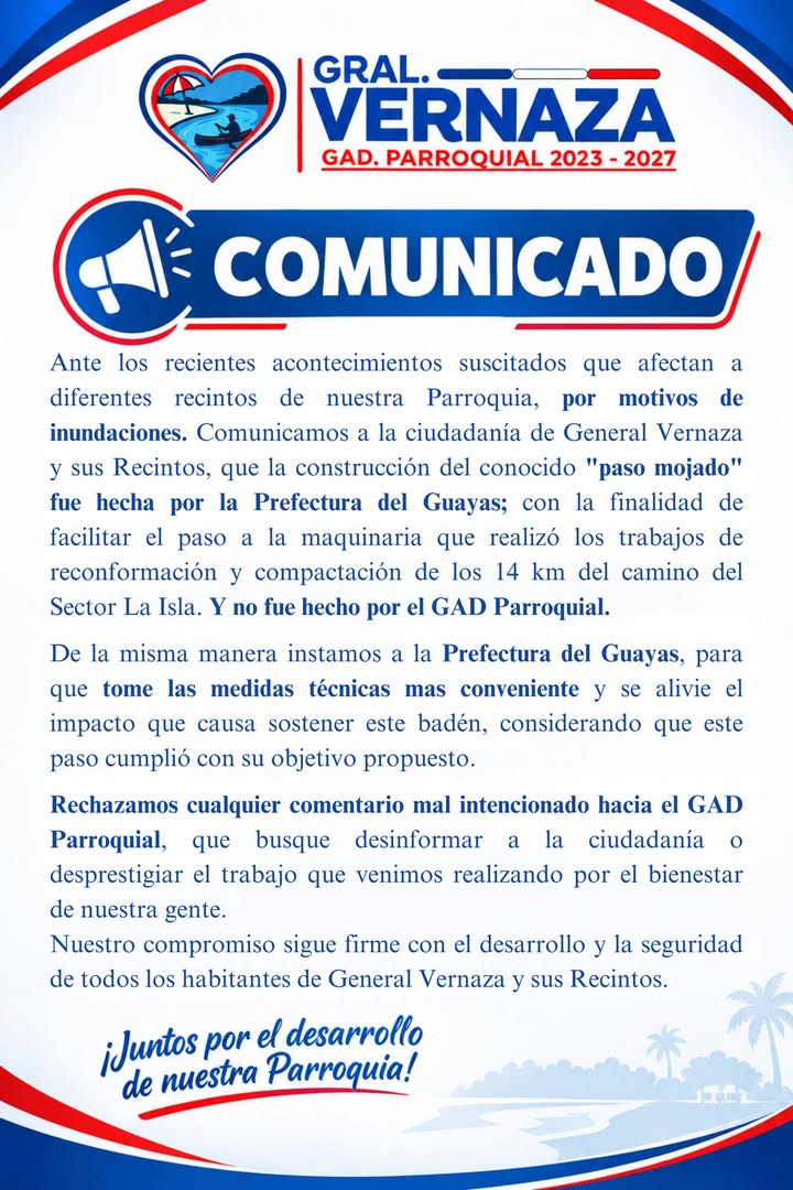 Prefectura del Guayas: Encalada Villacís emite comunicado oficial
