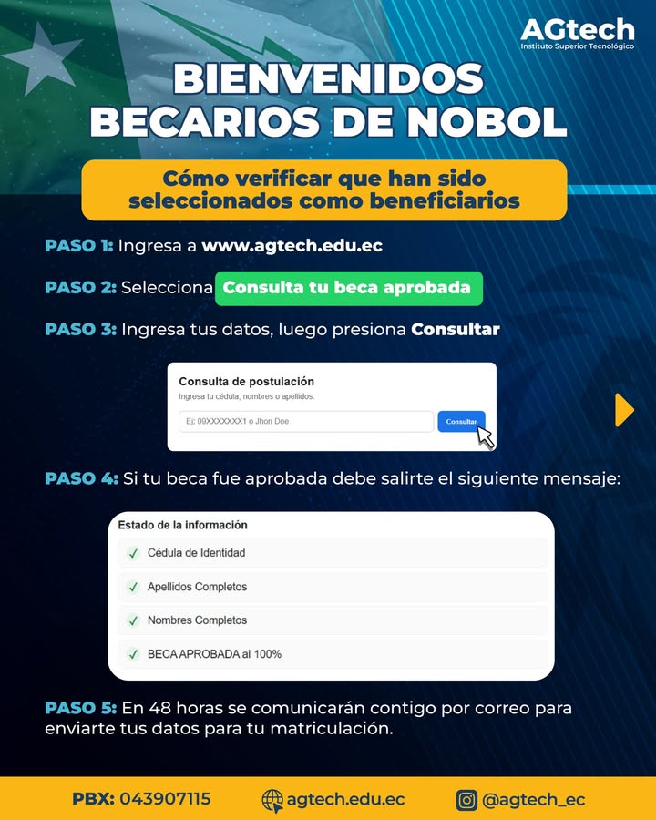 Guía oficial para verificar becas y matricularse en AGtech ya está disponible