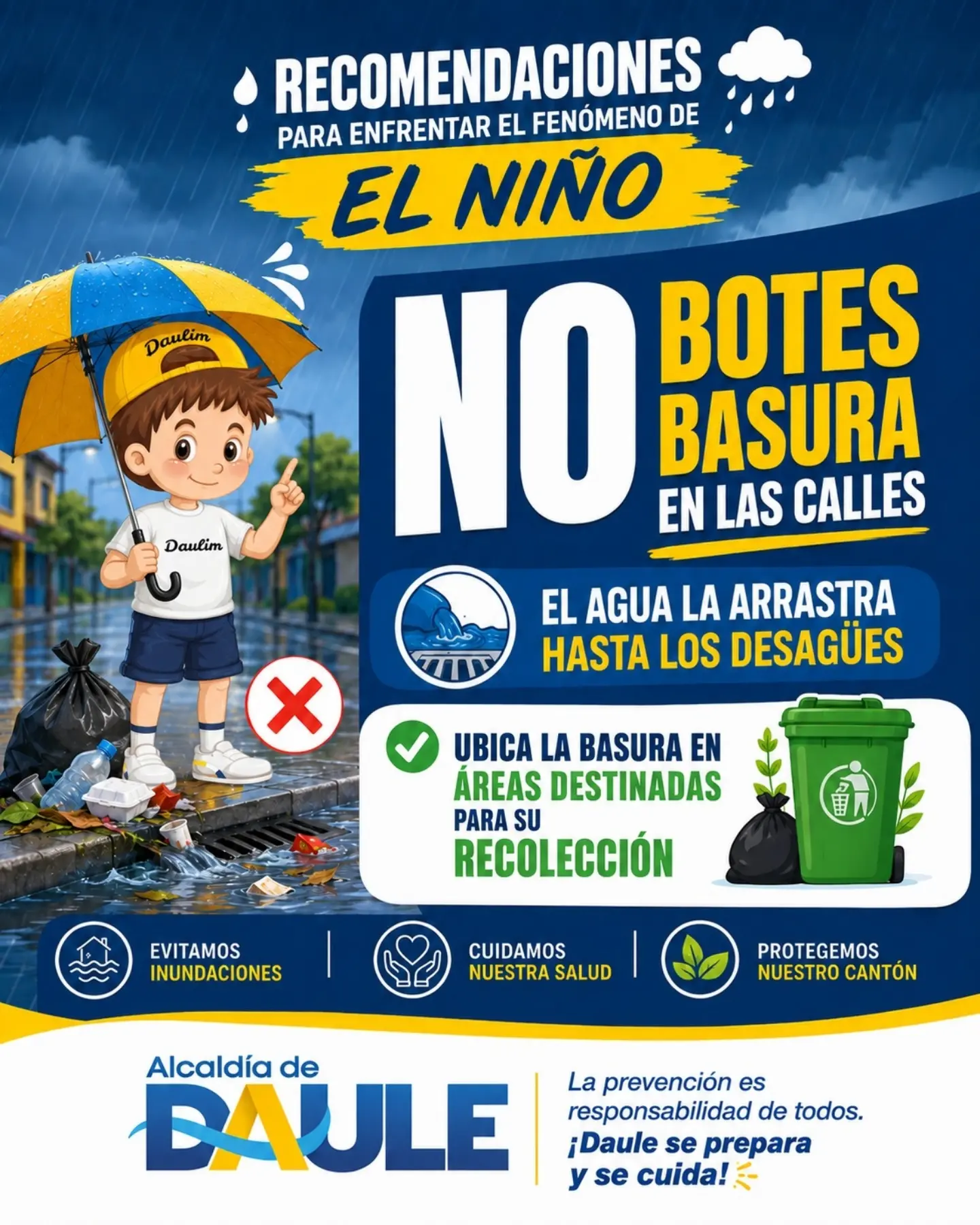 Daule alerta sobre El Niño: limpieza de calles y drenajes clave para evitar inundaciones