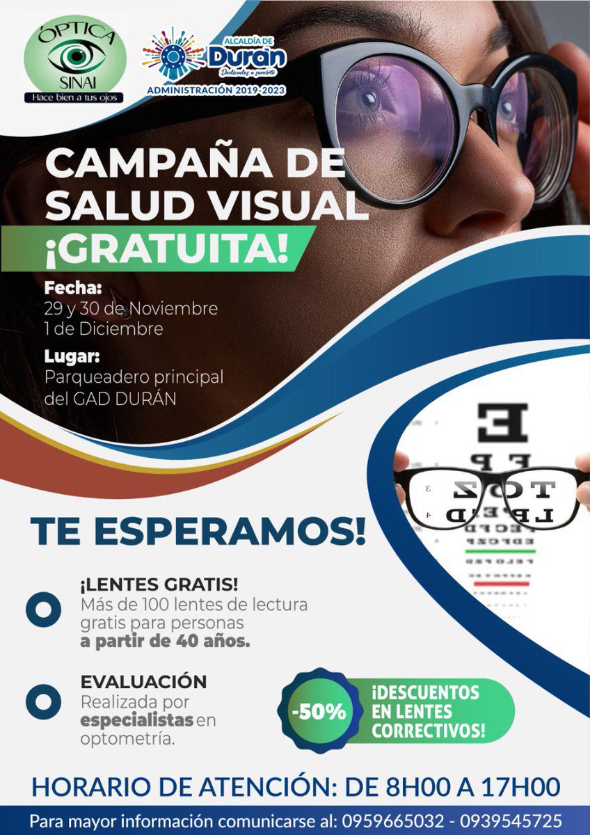 Municipio de Durán y Óptica Sinaí ofrecen salud visual gratuita en el Parqueadero del GAD