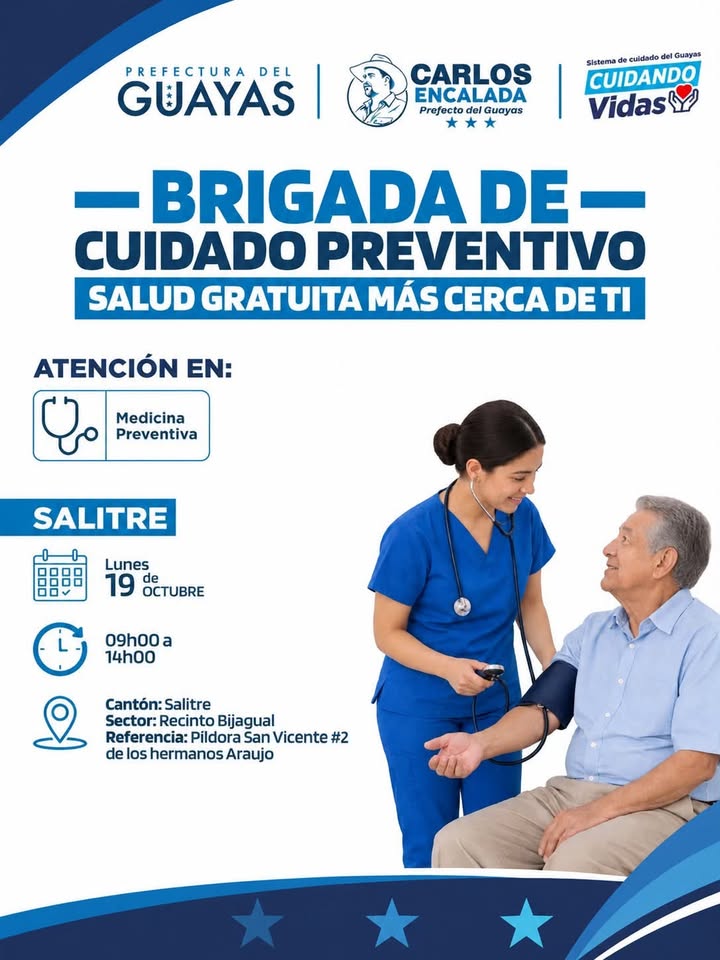 Brigada de salud gratuita llega a Bijagual con apoyo del Prefecto del Guayas