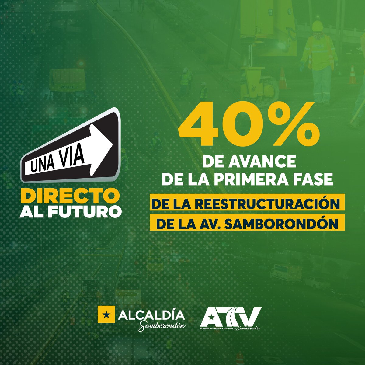 Av. Samborondón avanza 40% en reestructuración con obras nocturnas
