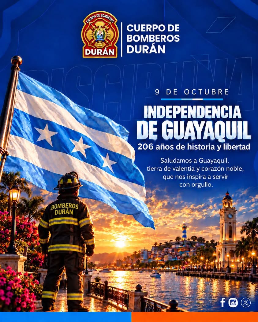 Bomberos de Durán rinden homenaje a Guayaquil por sus 206 años de Independencia