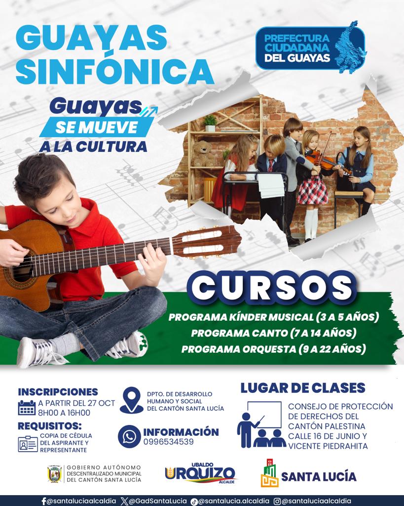 Prefectura del Guayas abre inscripciones para Guayas Sinfónica en Santa Lucía