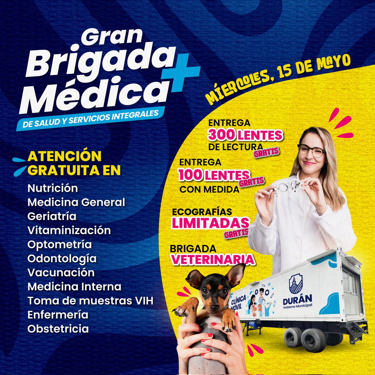 Brigada Médica Gratuita en Durán este 15 de mayo desde el mediodía