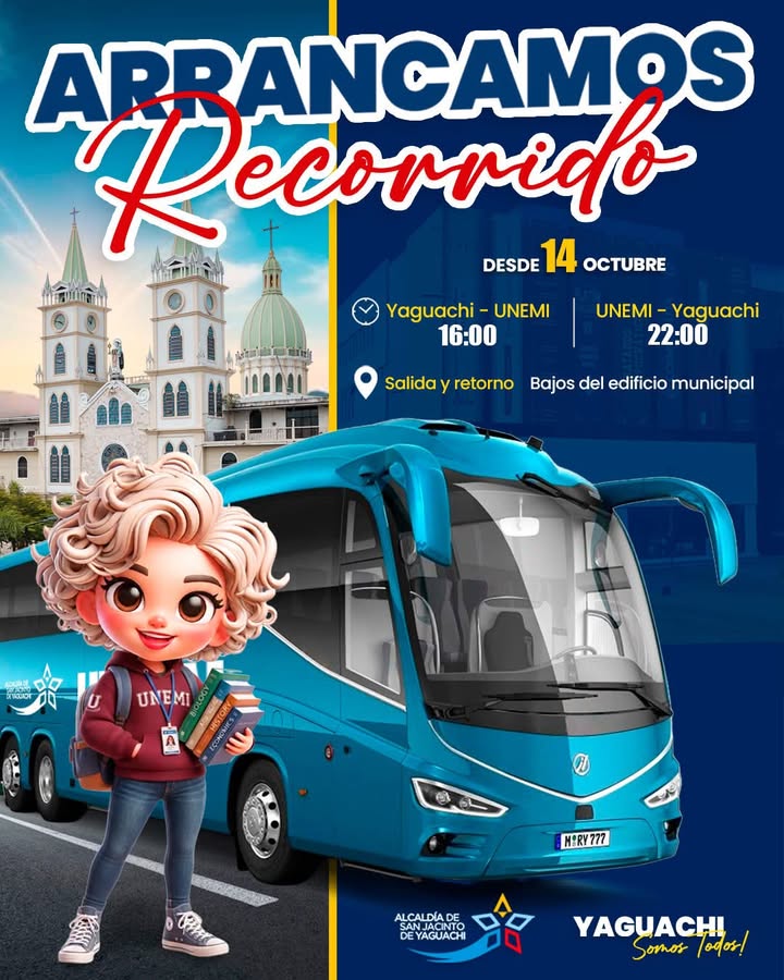 Regresa el bus municipal desde Yaguachi hacia UNEMI este 14 de octubre