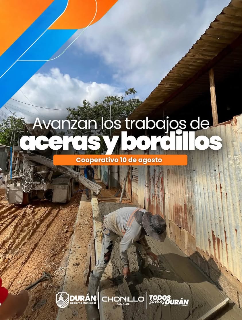 Avanza obra integral en 10 de Agosto con construcción de aceras y bordillos