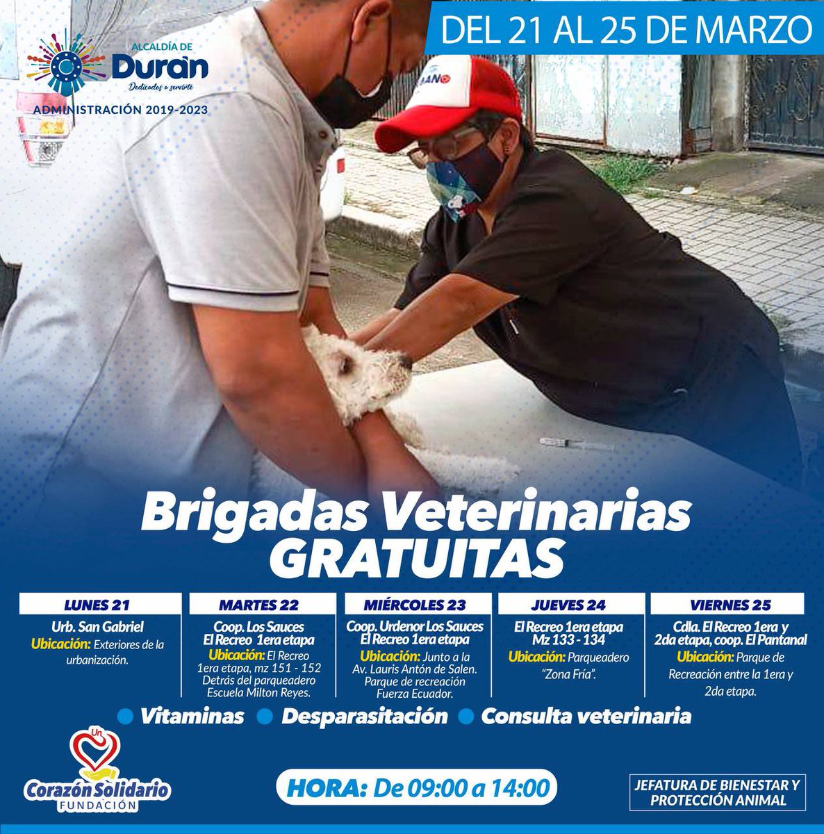 Brigadas veterinarias del Municipio de Durán atendieron mascotas este 20 de marzo