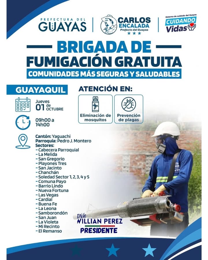 Junta de Boliche coordina fumigación con Prefectura del Guayas para este jueves