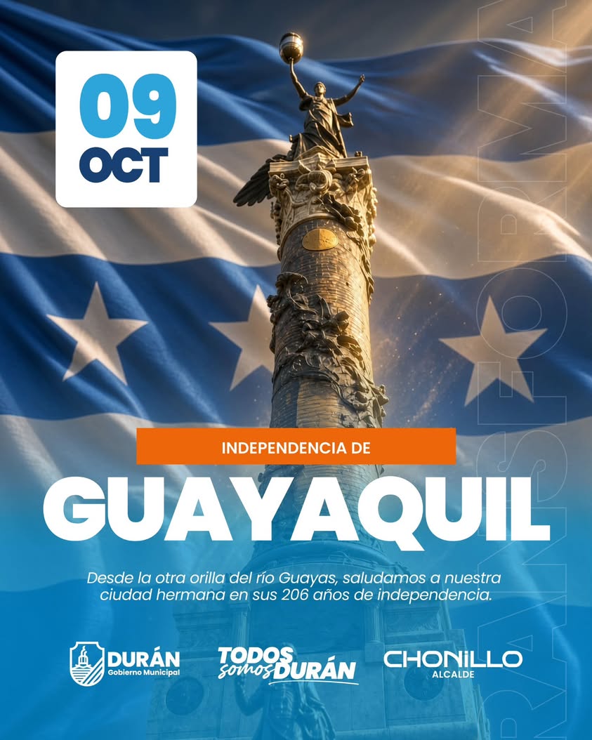 Durán celebra los 206 años de Guayaquil desde el otro lado del río