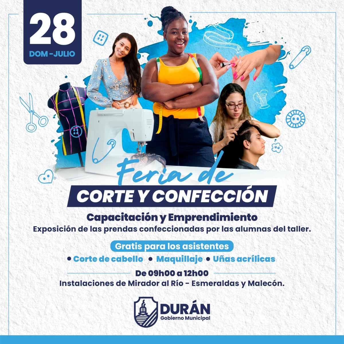 Talleres municipales de Durán ofrecen corte y confección gratuita este 28 de julio
