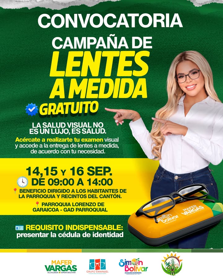 Campaña de lentes gratuitos llega a Lorenzo de Garaicoa con exámenes visuales