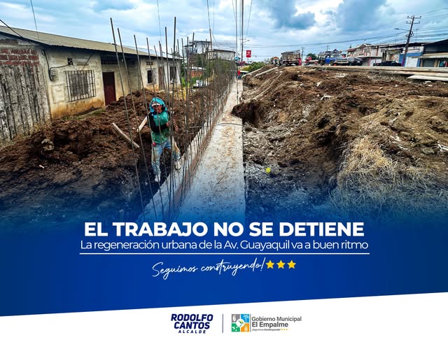 Avanzan obras de regeneración urbana en la entrada de El Empalme
