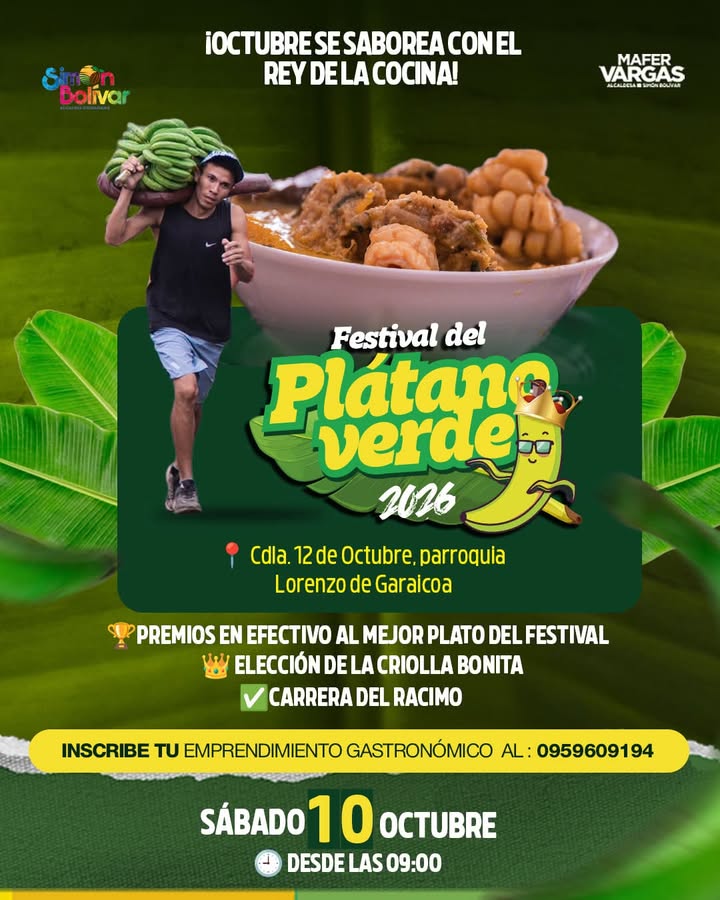 Simón Bolívar abre inscripciones para el Festival del Plátano Verde